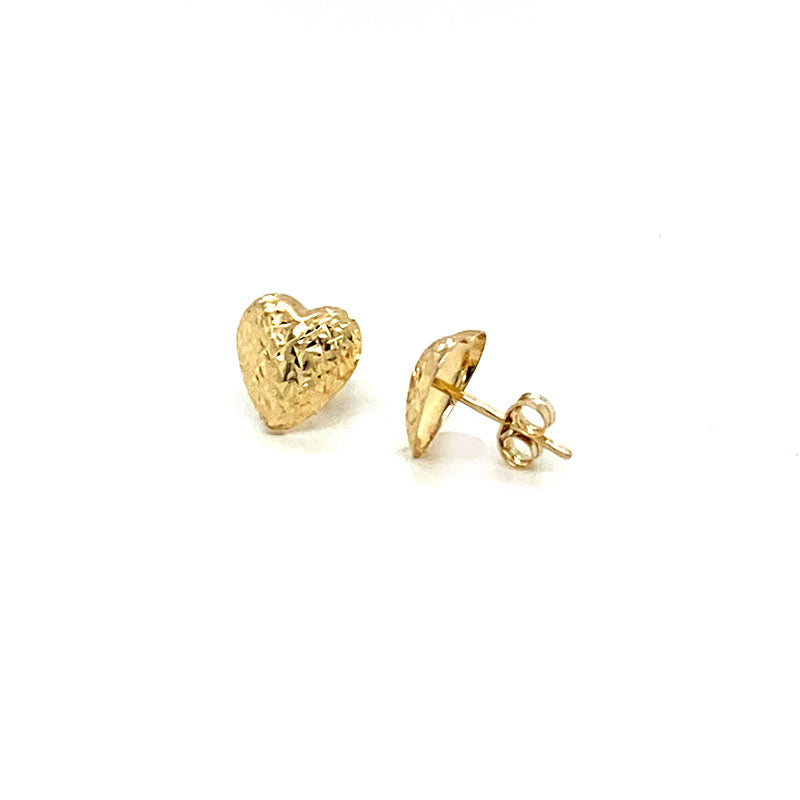 Aretes (corazón) en oro amarillo 10kt.