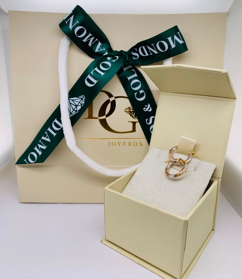 Argollas en oro tres tonos 10kt.