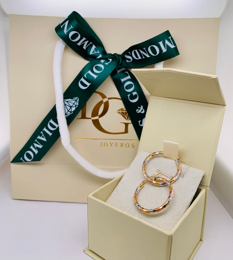 Argollas en oro tres tonos 10kt.