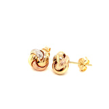 Aretes (nudos) en oro tres tonos 10k