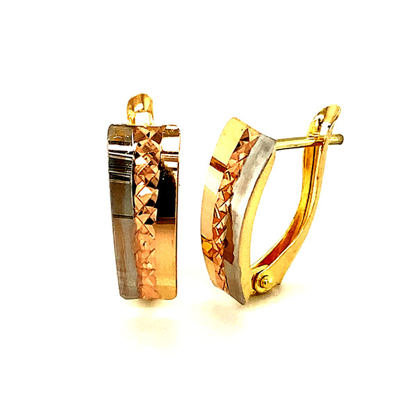 Aretes en oro tres tonos 10k