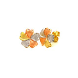Aretes (flores) en oro tres tonos 10k