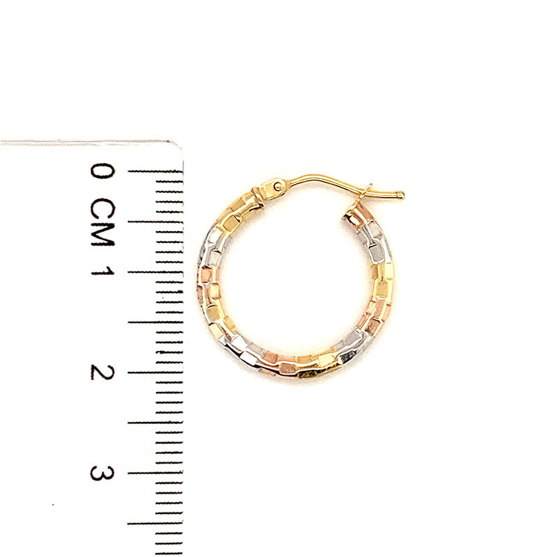 Argollas en oro tres tonos 10kt.