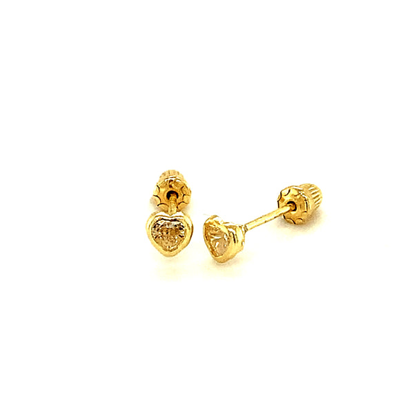 Aretes para bebés (corazón) en oro amarillo 10kt.