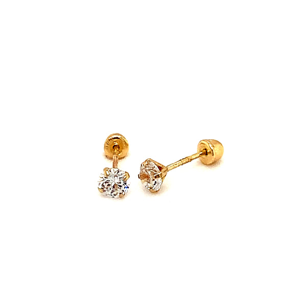 Aretes para bebés con circones en oro amarillo 10kt.