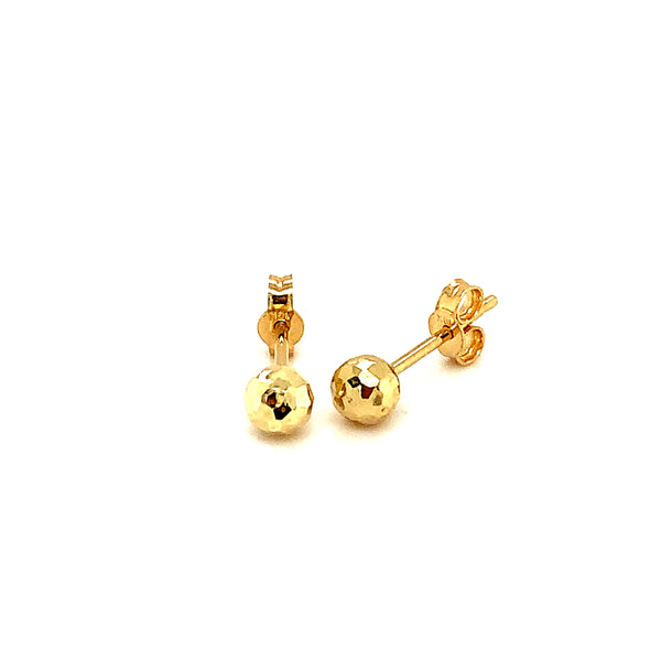 Aretes (bolitas diamantadas) en oro amarillo 10k