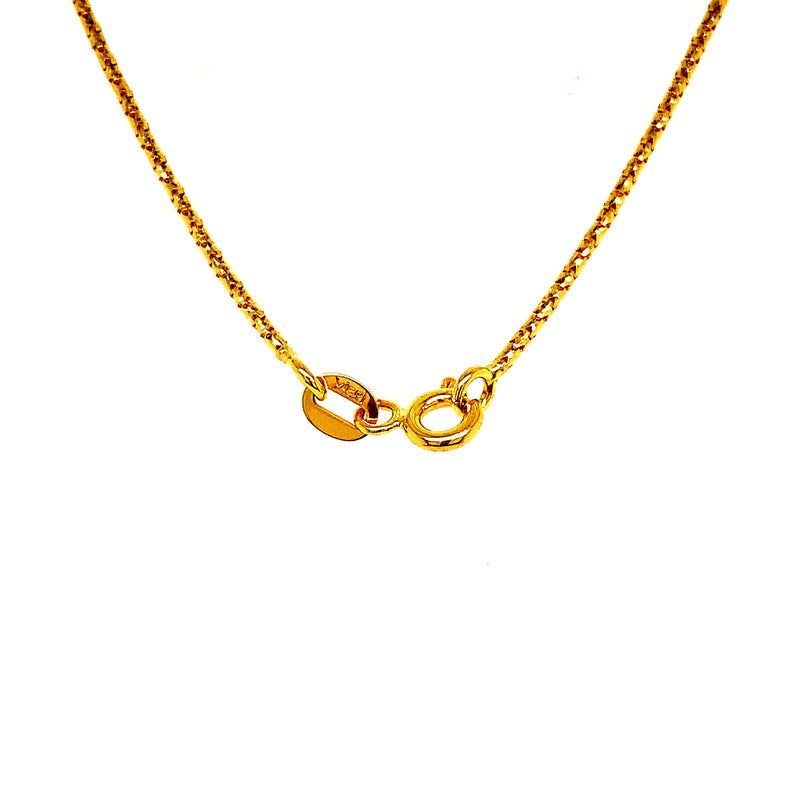 Cadena Espiga hueca en oro amarillo 18k. 40cm