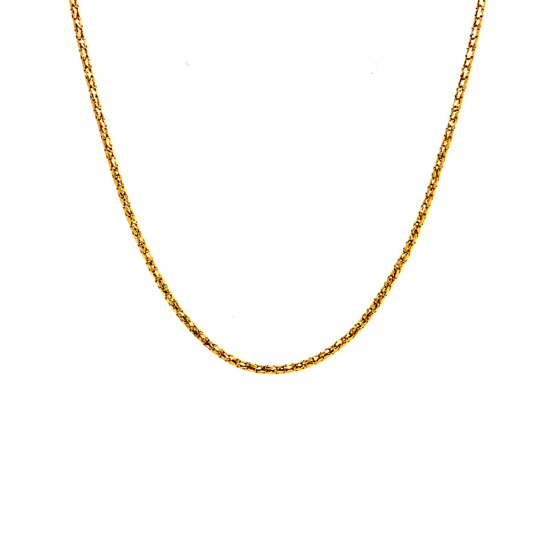 Cadena (espiga) hueca en oro amarillo 18k. 45cm