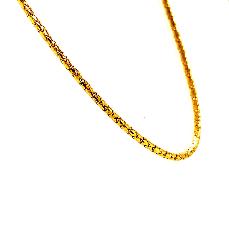 Cadena (espiga) hueca en oro amarillo 18k. 45cm