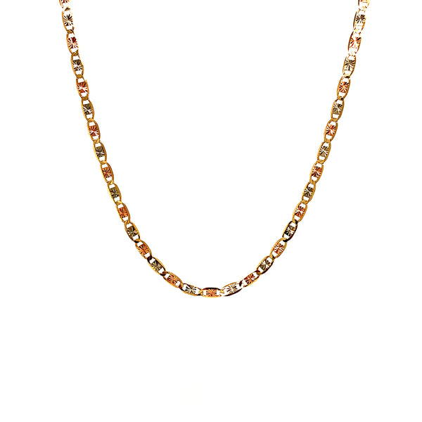 Cadena Valentina en oro 3 tonos 10kt. 45cm