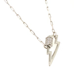 Collar (rayo) tipo clip con circones en plata 925. 50cm
