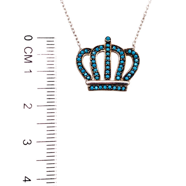 Collar (corona) con turquesas en plata 925. 45cm