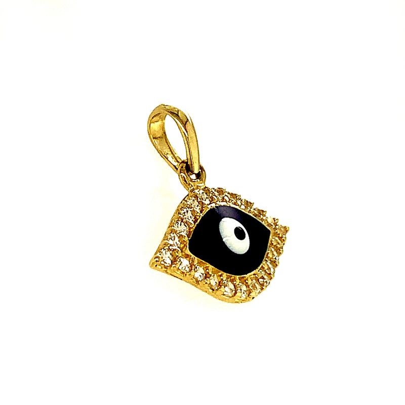 Dije (ojo turco) con circones en oro amarillo 10kt.