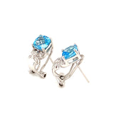 Aretes de topacio azul con diamantes en oro blanco 14kt. ANTES: $975.00