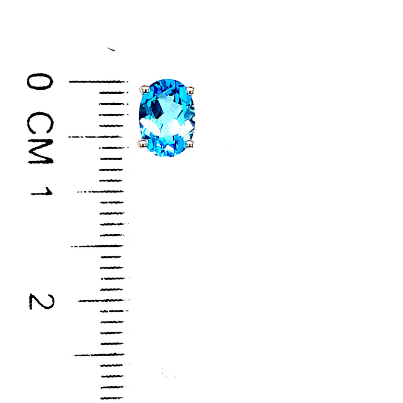 Aretes de topacio azul en oro blanco 14kt.