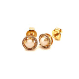 Aretes con ópalo y diamantes en oro amarillo 14k