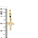 Huggies (cruz) con circones en oro amarillo 10k