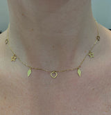 Choker (estrellas, corazones y diamantes) oro amarillo 10kt. 35cm-40cm