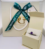 Anillo de amatista con circones en plata 925