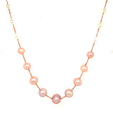 Collar de perlas rosadas y blancas en oro rosado 14kt. 45cm