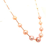 Collar de perlas rosadas y blancas en oro rosado 14kt. 45cm