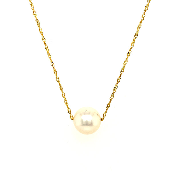 Collar de perla blanca en oro amarillo 14kt. 45cm  ANTES:  $299.00