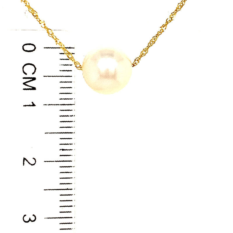 Collar de perla blanca en oro amarillo 14kt. 45cm