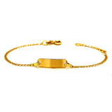 Pulsera Gourmet para bebés con placa grabable en oro amarillo 18k. 13-15cm