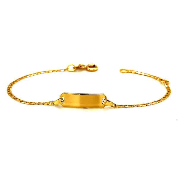 Pulsera Gourmet para bebés con placa grabable en oro amarillo 18k. 13-15cm