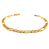 Pulsera (Fígaro Hueca) en oro amarillo 10kt. 20.5cm