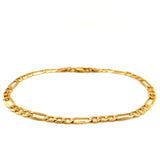 Pulsera (Fígaro Hueca) en oro amarillo 10kt. 21cm