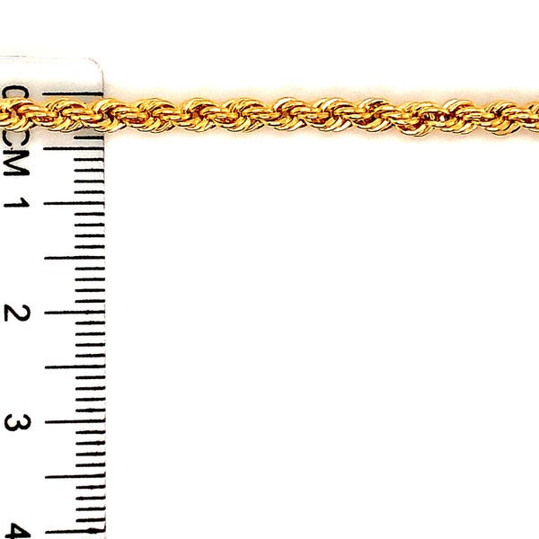 Pulsera tipo cordón en oro amarillo 10kt. 19cm