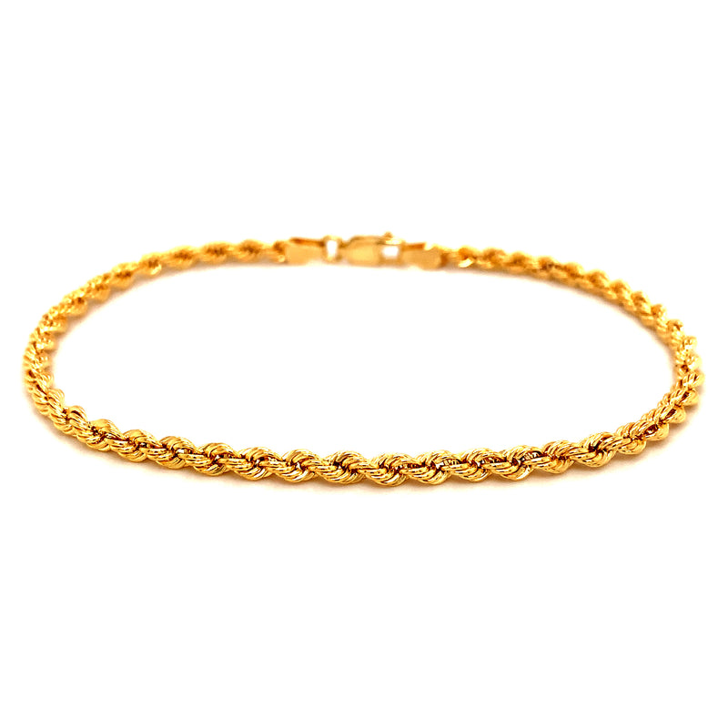 Pulsera tipo cordón en oro amarillo 10kt. 21cm