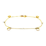 Pulsera (círculos y circones) en oro amarillo 10k. 19cm