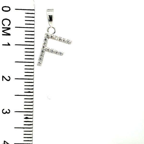 Dije de inicial (F) con circones en plata 925
