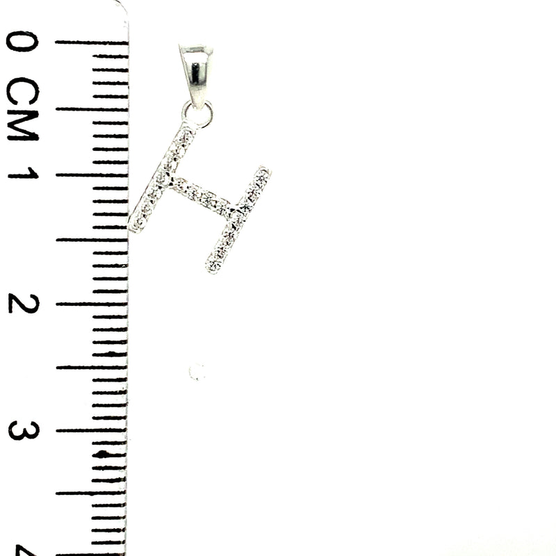 Dije de inicial (H) con circones en plata 925
