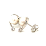 (SWAN) Aretes de perlas con circón en plata 925