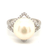 (SWAN) Anillo de perla cultivada con circones en plata 925