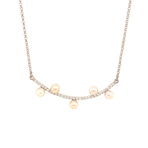 (SWAN) Collar de perlas cultivadas con circones en plata 925. 45cm  ANTES:  $80.00