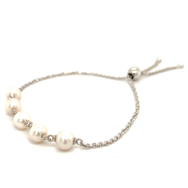 (SWAN) Pulsera ajustable de perlas cultivadas en plata 925  ANTES:  $99.00