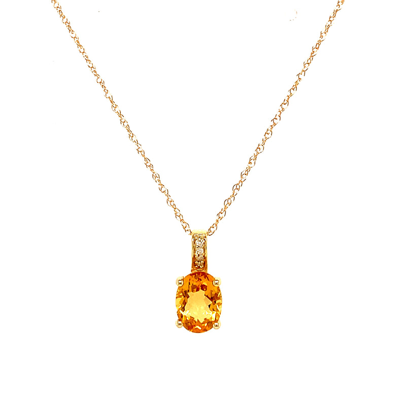 Collar de citrino con diamantes en oro amarillo 14k