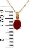 Collar de rubí con diamantes en oro amarillo 14k. 45cm