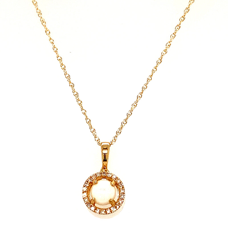 Collar de ópalo con diamantes en oro amarillo 14k