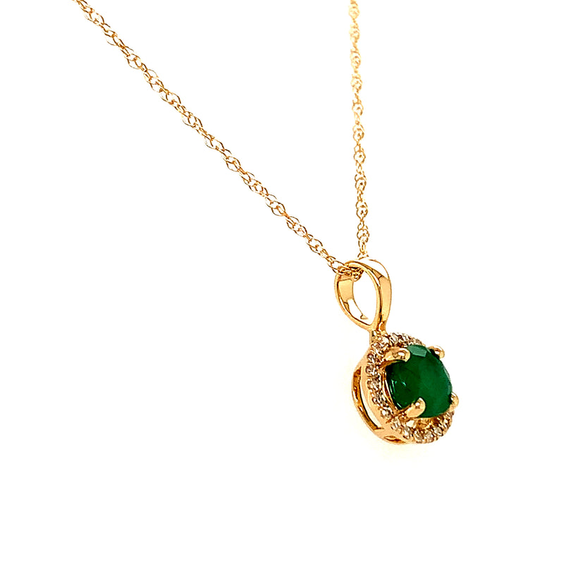 Collar de esmeralda con diamantes en oro amarillo 14k
