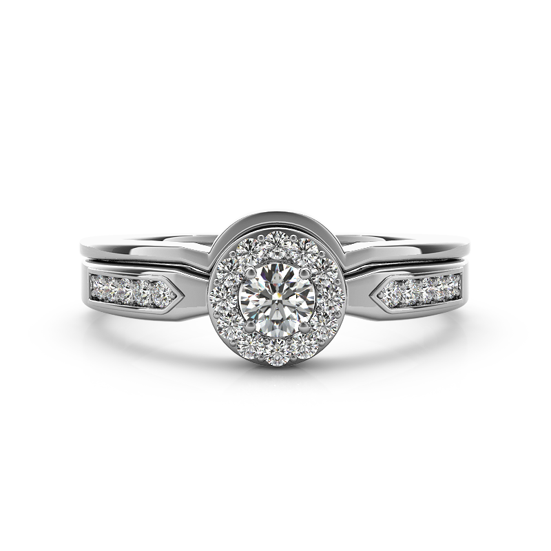 (SOFIA) Set de anillos con diamantes en oro blanco 10kt. Antes: $599.00