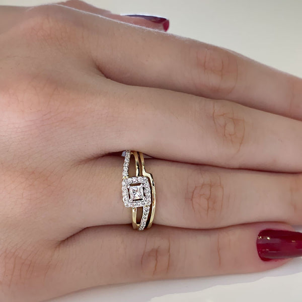 (SOFIA) Set de anillos de diamantes oro amarillo 10Kt.