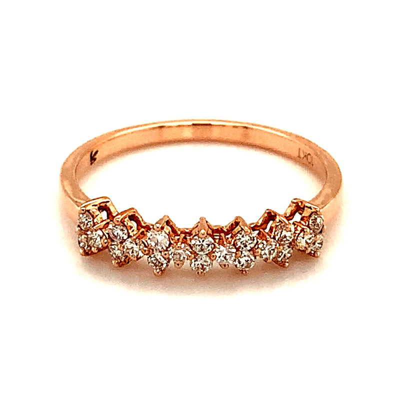 (SOFIA) Anillo con diamantes en oro rosado 10kt