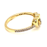 (SOFIA) Anillo (corazones) con diamantes en oro amarillo 10k