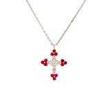 Collar (cruz) de rubíes con diamantes en oro blanco 18k