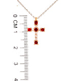 Collar (cruz) de rubíes con diamantes en oro rosado 18k